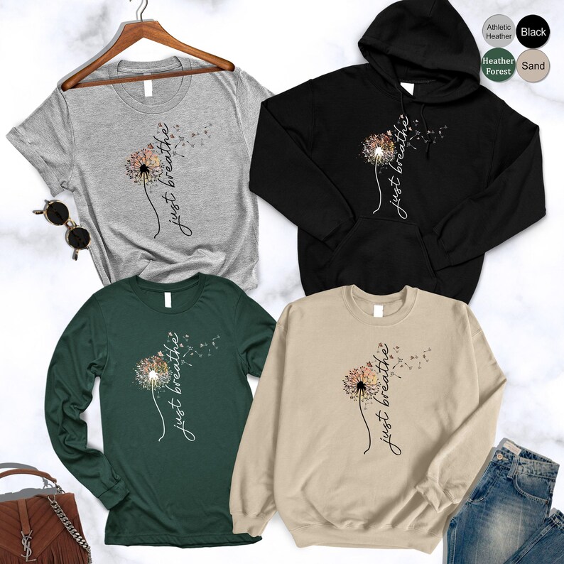 Dandelion Inspired Just Breathe Sweatshirtyoga Etsy