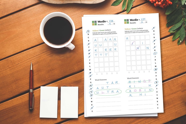 Wordle Worksheets Game Strategy Helper Daily Log Tracker  Etsy