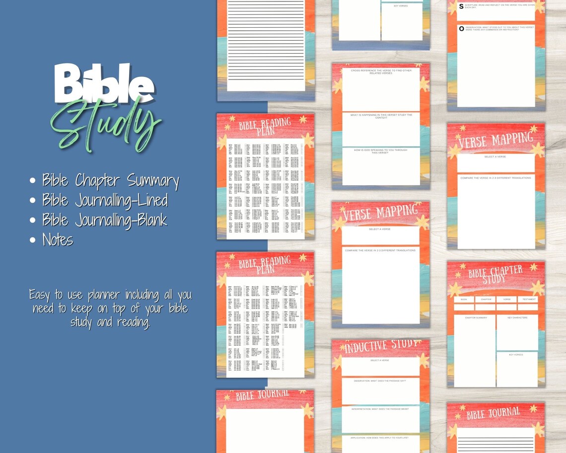 Printable Bible Study Planner Bible Reading Guide Verse Etsy