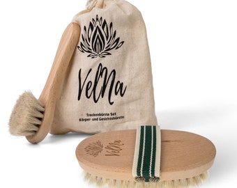 Körperbürste - Elastischer Haltegriff, Buchenholz, 100% Rosshaar - Für sanftes Peeling und effektive Massage