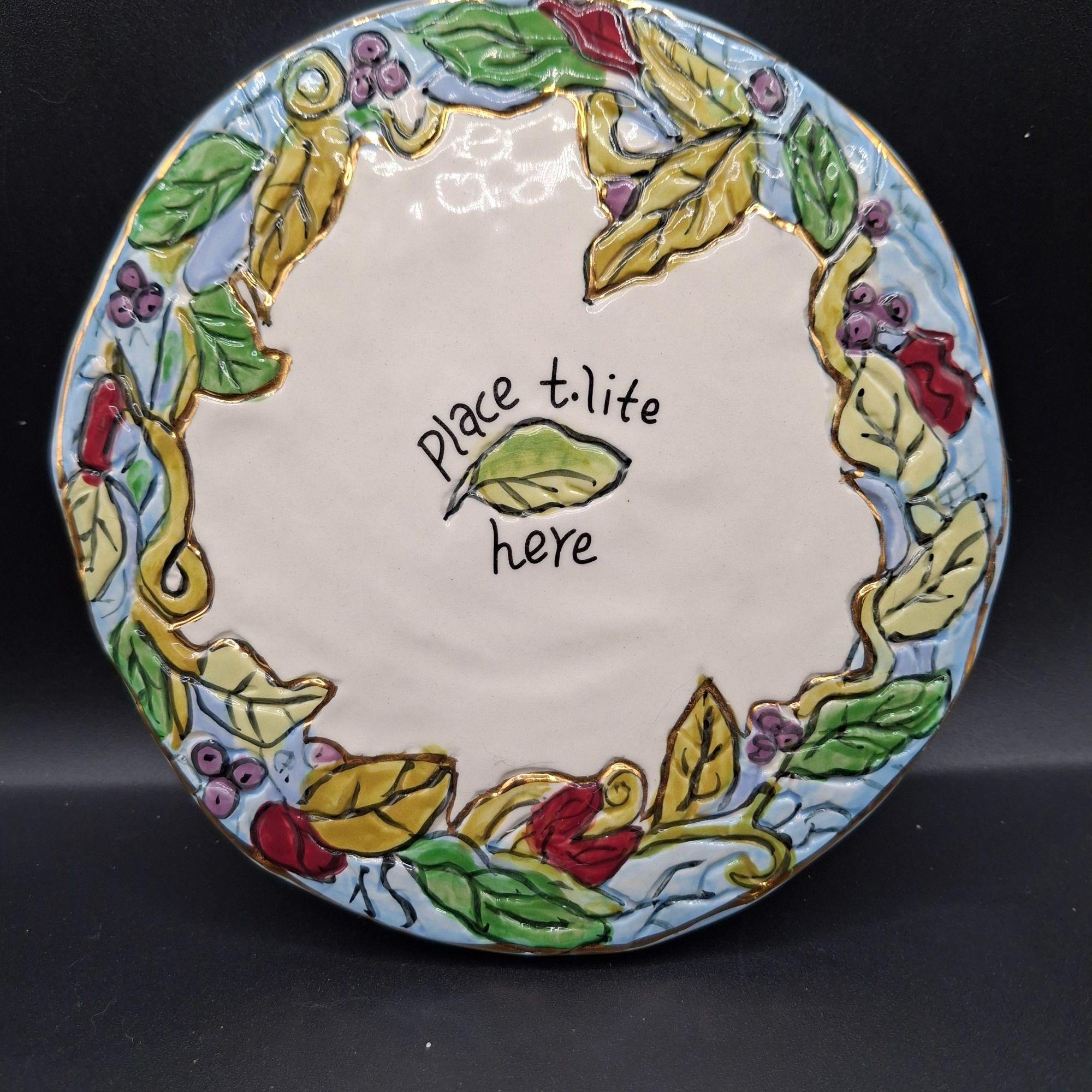 レア ブルー スカイ クレイワークス ハウス オブ ラブ 2003年 Hand-painted Blue Sky Clayworks 2003 Ceramic T.lite Holder With
