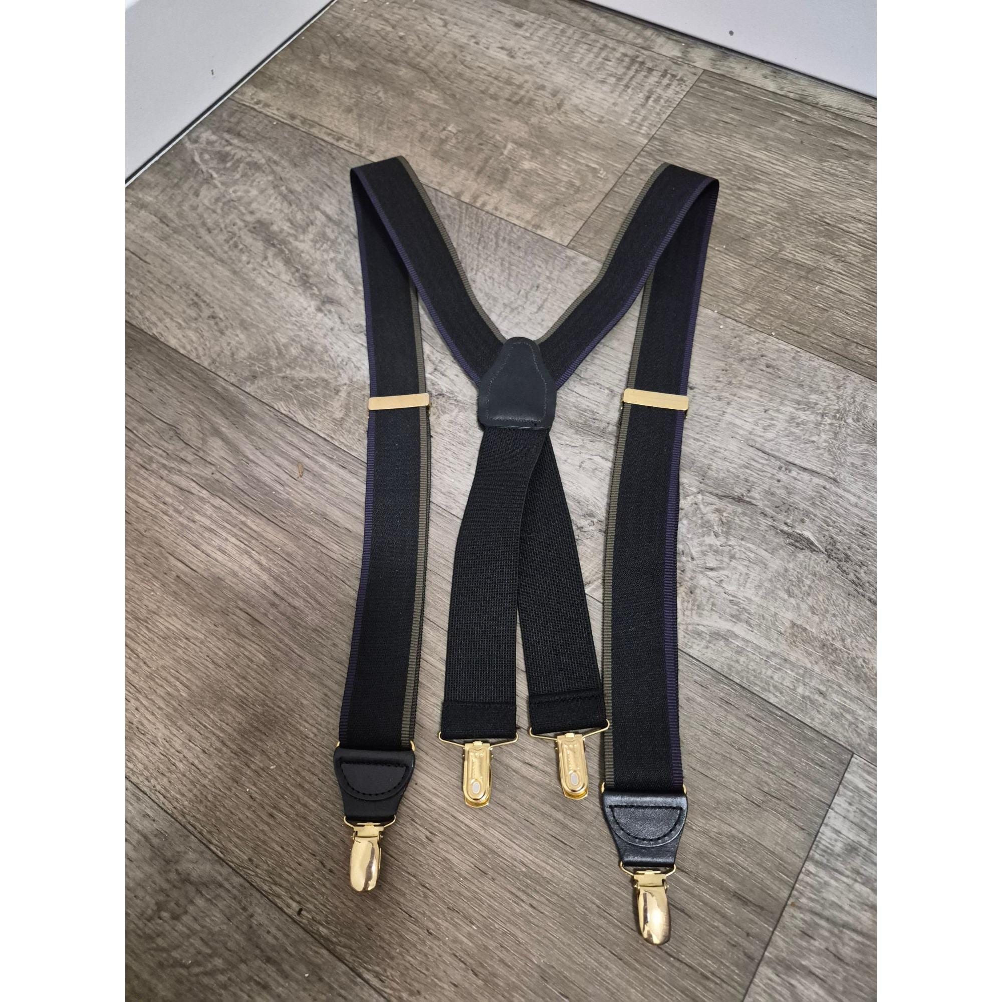 Gros German Black Suspenders With Gold Clips Y Back
