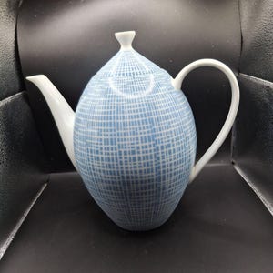 Teiera vintage Arzberg Germania 292 in porcellana blu e bianca con coperchio