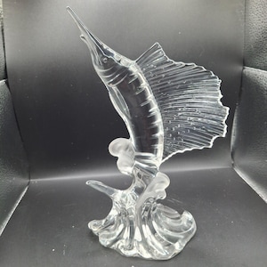 Lenox Fine Crystal Swordfish Water Dance Sculputre Germany Retired 8.5”
