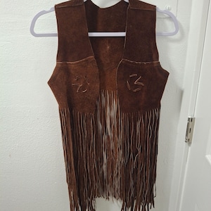Vintage Western Brown Suede Fringe Vest Handcrafted