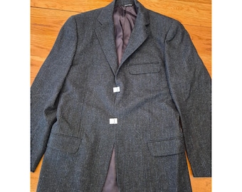 Tullio Di Lorenzo Mens Wool Blazer Charcoal Pinstripe Size 50 Magnetic Closures