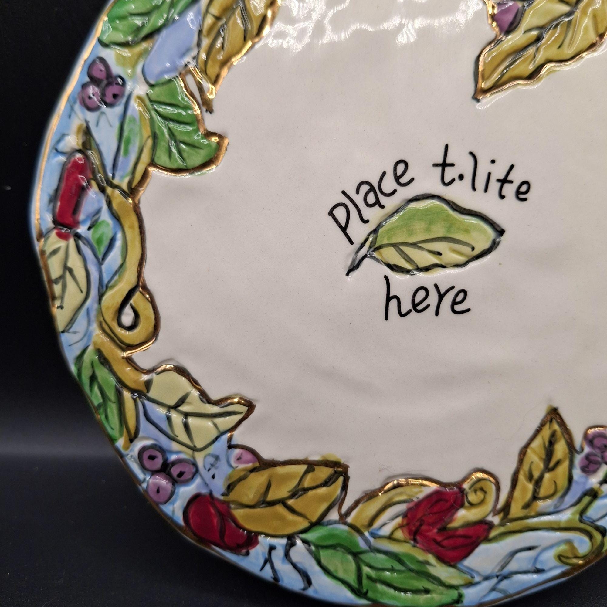レア ブルー スカイ クレイワークス ハウス オブ ラブ 2003年 Hand-painted Blue Sky Clayworks 2003 Ceramic T.lite Holder With