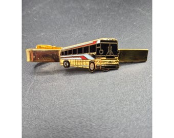 Vintage Motor Coach Industries (MCI) Gold Tone Bus Tie Clip Red  Black Detailing