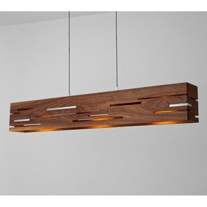 Wood Linear Suspension Chandelier, Pendant light led lighting, Minimalist suspension decoration, Nordic Wood Pendant Lights, Art Modern Kit