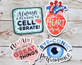 Funny Biology Sticker Bundle – Science Teacher Gift, Medical Decals