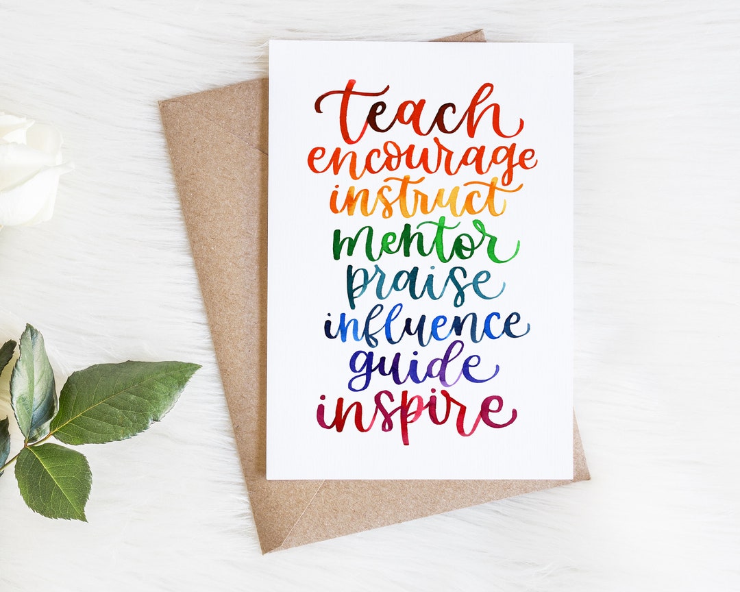 Teacher Appreciation Greeting Card, Watercolor Thank You Gift - Etsy