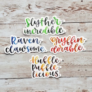 Wizard Sticker Bundle for Planner Journal, Gift for Potter Lovers Hydroflask HP House Magic Gift for Watercolor Names, Water Bottle Decal