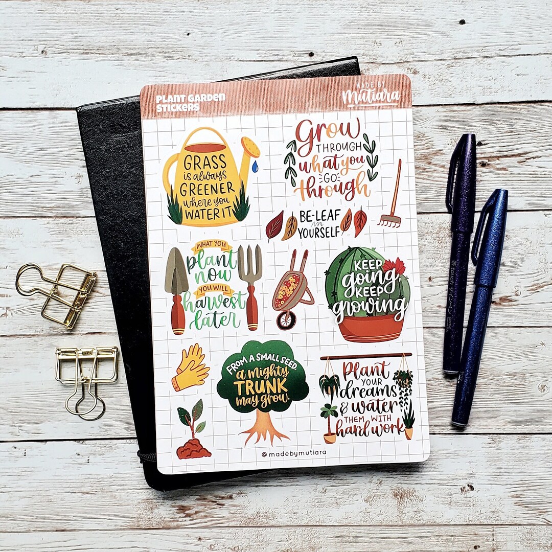 Plant Garden Sticker Sheet - Garden Planner Sticker Sheets, Gift for ...