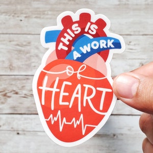 Sticker sciences du travail du coeur - Sticker anatomie coeur, citation de motivation pour ordinateur portable, cadeau étudiant professeur de sciences de biologie, vinyle imperméable