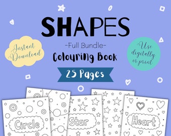 Shapes Full Bundle Colouring Book | Colouring Pages | Digital Colouring Book | Kids Printable | Learning Shapes | Kids Activity Sheets