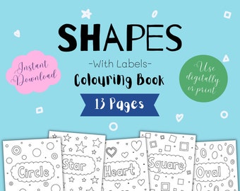 Labeled Shapes Colouring Book | Colouring Pages | Digital Colouring Book | Kids Printable Colouring Book | Adult Colouring | Learning Shapes