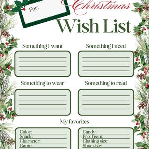 Weihnachtswunschliste Vorlage