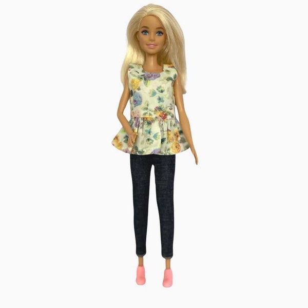 Peplum Tops | Floral Collection | Fits Barbie Dolls 29cm