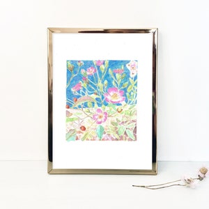 Original Blumen Aquarellmalerei / Grußkarte "Hagebutte" A6 (10,6 x 14,8 cm)