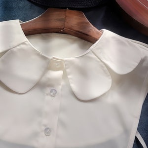 Pétale Faux Col Détachable Front Tie Flower Shirts Blanc Faux Chemisier Vintage Col pour Femmes Filles Favoris image 5