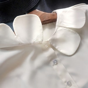 Pétale Faux Col Détachable Front Tie Flower Shirts Blanc Faux Chemisier Vintage Col pour Femmes Filles Favoris image 4