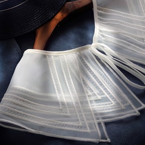 Organza Fake Kragen abnehmbare Front Krawatte Shirts Weiß Falsch Vintage Vielseitige Bluse Kragen für Frauen Mädchen Favors Bild 3