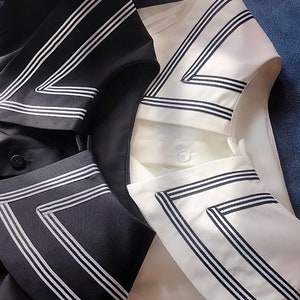 Bleu marine faux col détachable devant cravate chemises blanc faux vintage pétale chemisier col pour femmes filles faveurs image 7