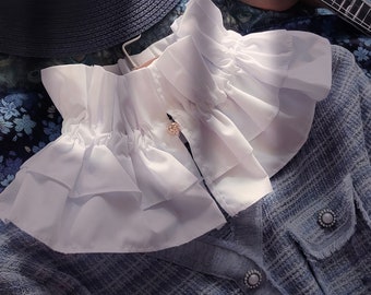 High Fake Collar Detachable Dickey Collar Blouse Half Shirts Peter Pan Faux False Collar for Women & Girls Favors, Free Size