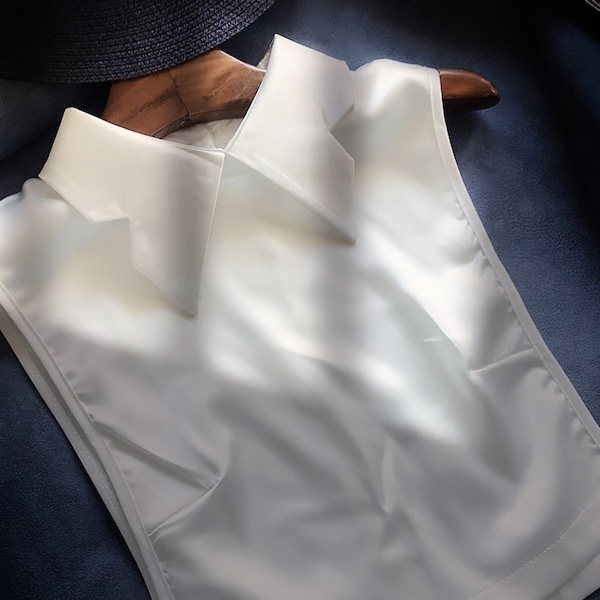 Women Fake Collar Detachable Front Tie Shirts White False Vintage Petal Blouse Collar for Women Girls Favors