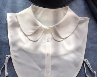 Peter Pan Faux Col Détachable Front Tie Chemises Blanc Faux Vintage Pétale Chemisier Col pour Femmes Filles Favoris