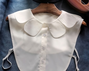 Pétalo Cuello Falso Desmontable Corbata Delantera Camisas Flores Blanco Falsa Blusa Vintage Cuello para Mujeres Niñas Favores