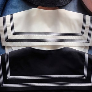 Bleu marine faux col détachable devant cravate chemises blanc faux vintage pétale chemisier col pour femmes filles faveurs image 8