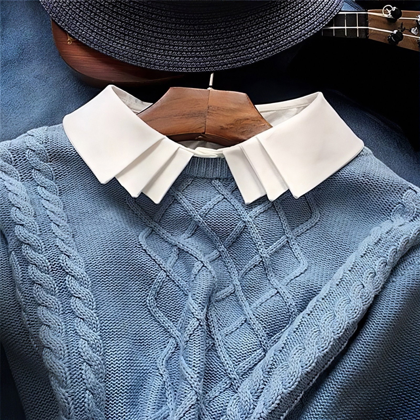 White Cotton Poplin Collar Extender for Shirt Blouse Collared Top