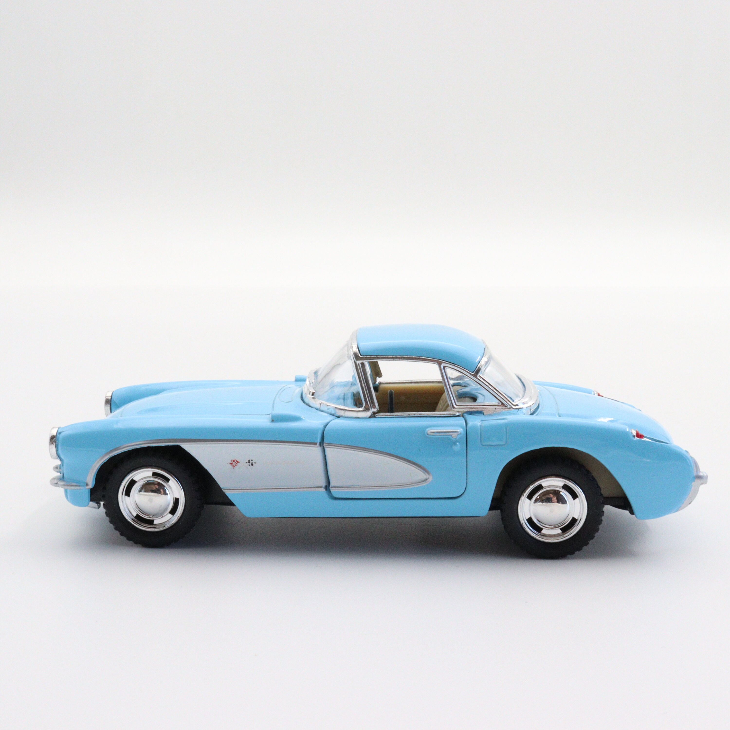 Giocattolo Auto D'epoca Modellino Auto Kinsmart Chevrolet Corvette 1957 In Scala 1:34 - Pressofusa, Colore Rosso Auto Giocattolo Pressofuso - Foto 8