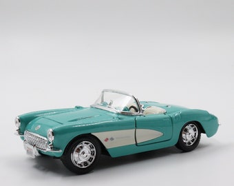 Chevrolet Corvette|Maßstab 1:24 Blau Druckguss Auto|Vintage Modell Cabrio Auto für Sammler|Klassisches Metall Sammelauto|Vatertagsgeschenk