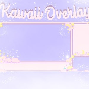 Beautiful overlay with Moons, Stars and pastel tones. Space for camera, chat, social networks and screen capture. Super kawaii and cute!