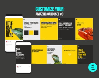 10 Slide Fully Customizable Carousel Instagram Template