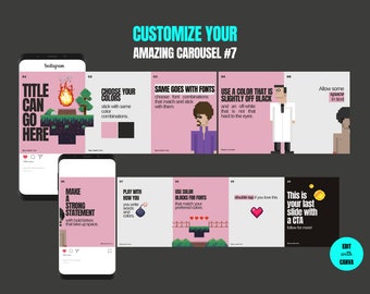 10 Slide Fully Customizable Carousel Instagram Template