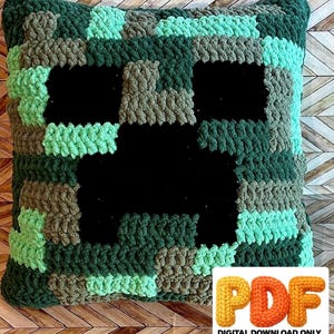Minecraft crochet pillowcase PDF Creeper
