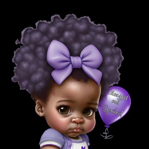 Entzückende schwarze Baby Mädchen gesegnet nicht verwöhnt digitale Kunst PNG Datei