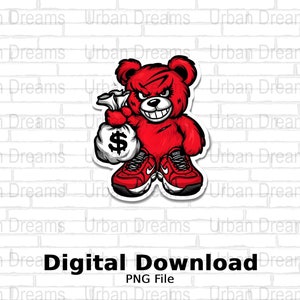 Graffiti Hip Hop Teddy Bear PNG, Perfect for Tshirts, Cool Sticker Design, Street Art Style, Instant Download