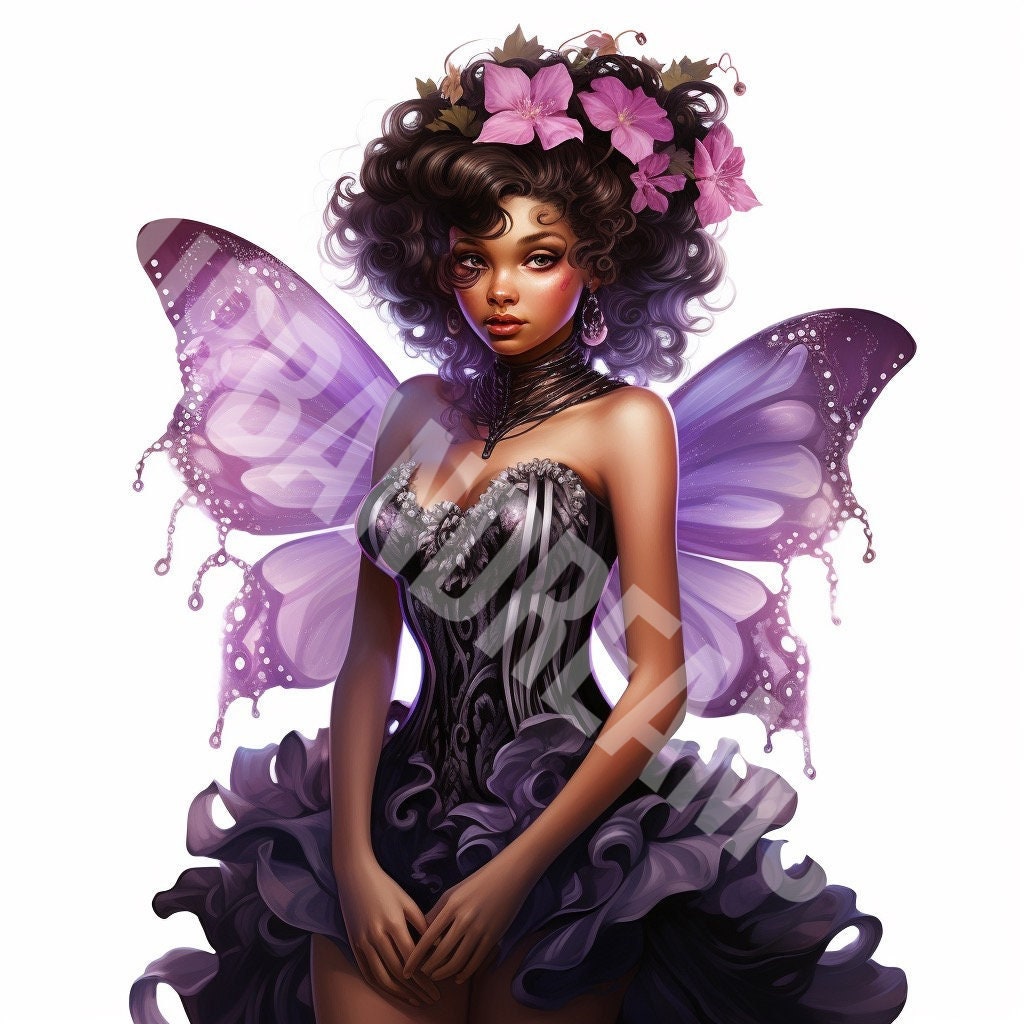Beautiful Black Fairy Png. Dressed in Purple and Black, Birthday ...