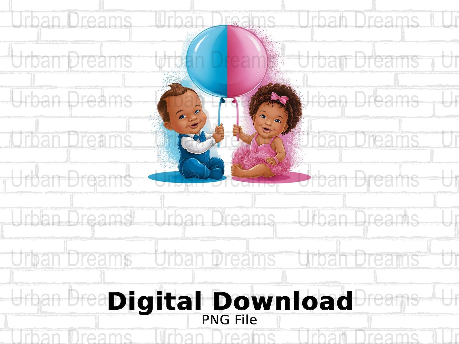 Gender Reveal Black Baby PNG, Baby Clipart, Gender Reveal Party, Cute
