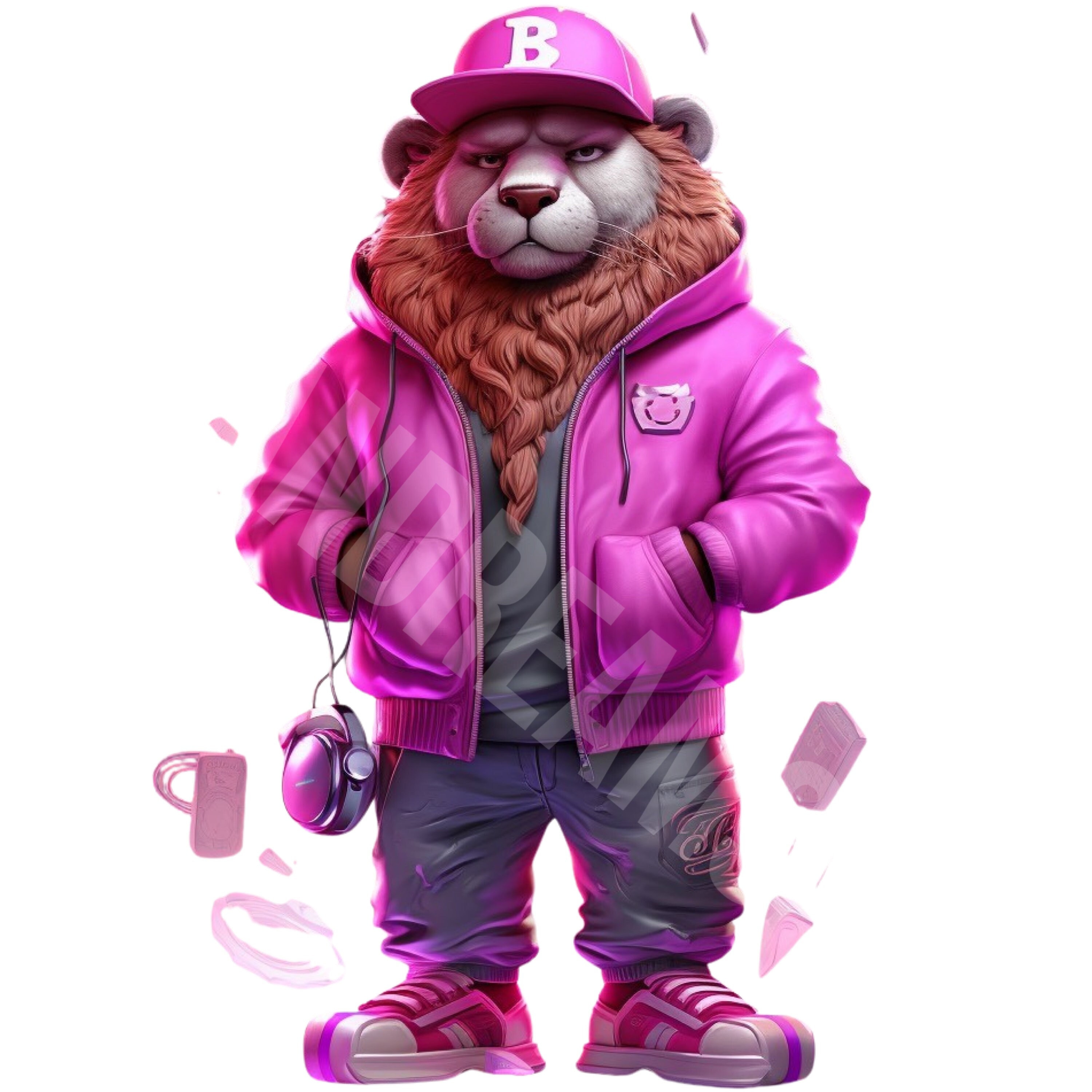 Pink Streetwear Lion Png. Colorful Graffiti Png Design Shirts and ...