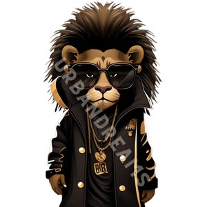 Hustle Hard, Czarny i Złoty Miejski Lew Png, miejska ulica Png, Odzież Png, Swag Clipart, Świeże Png, Odlotowe, Sublimacja Svg, Natychmiastowe pobieranie