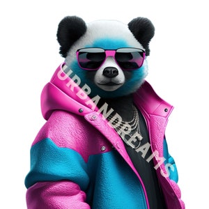 Hustle Hard, Żywe kolory Urban Panda Bear Png, Urban Street Png, Odzież Png, Swag Clipart, Fresh Png, Sublimacja Svg, Natychmiastowe pobieranie