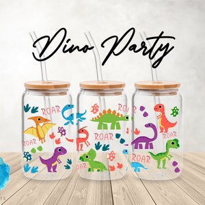UV DTF Cup Wrap | Dinosaurs Cup Boy's Gift | Libbey Glass  Beer Can Glass 160z | tumbler sublimation