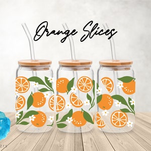 UV DTF Cup Wrap | Orange Slices Summer Spring Drinks Flowers | Libbey Glass  Beer Can Glass 160z | tumbler sublimation