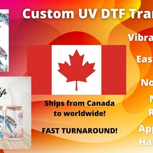 BENUTZERDEFINIERTE UVDTF Abziehbilder | Benutzerdefinierte Aufkleber | Cup Wraps | Canada Glass Wraps