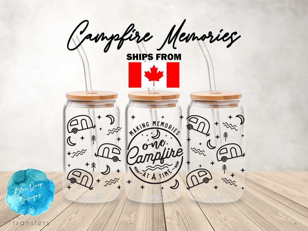 UV DTF Cup Wrap | Camping Trailer Cottage | Libbey Glass Beer Can Glass ...